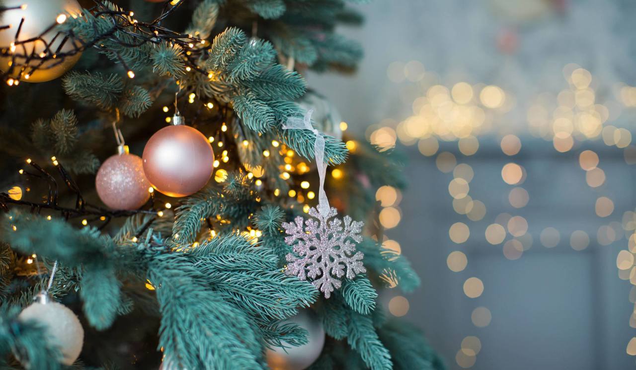 Christmas Tree with gold and rose gold decorations