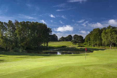 7th Green looking back to the tee at Thorpeness Golf Course Suffolk