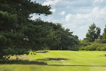 Greenside on the 1st hole at Thorpeness Golf Course Suffolk