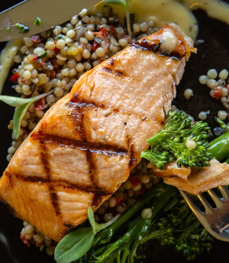 Thorpeness Golf Club & Hotel, grilled salmon with Mediterranean style couscous